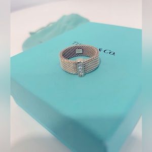 Tiffany & Co. Silver Somerset Diamond Mesh Ring
